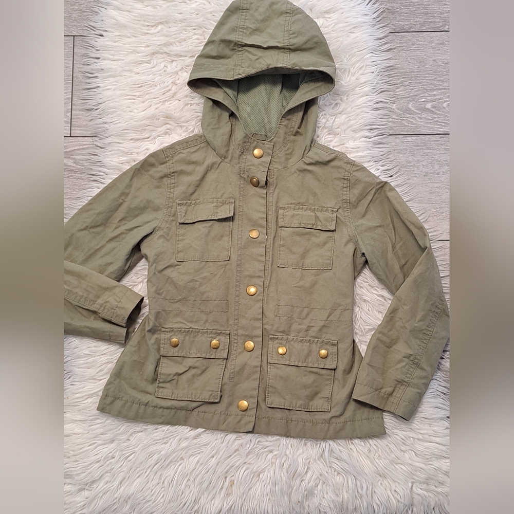 EUC Old Navy Girl's Olive Green Hooded Lightweight Spring Summer Jacket